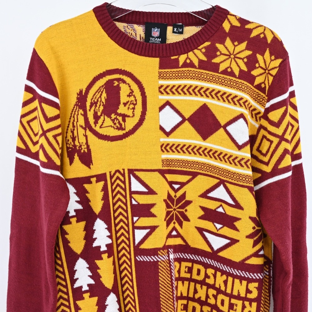 NFL Washington Redskins Sweater Burgundy Gold Eclectic Grandpa Retro Sportswear